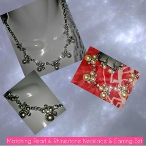 Paparazzi Jewelry Set Pearl & Rhinestone Combo